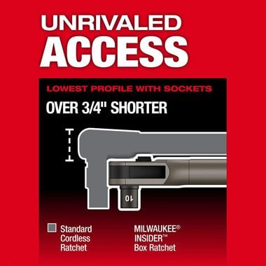 Milwaukee M12 Insider Extended Reach Ratchet (Bare Tool), 8 Piece Socket SAE Set Bundle, large image number 7
