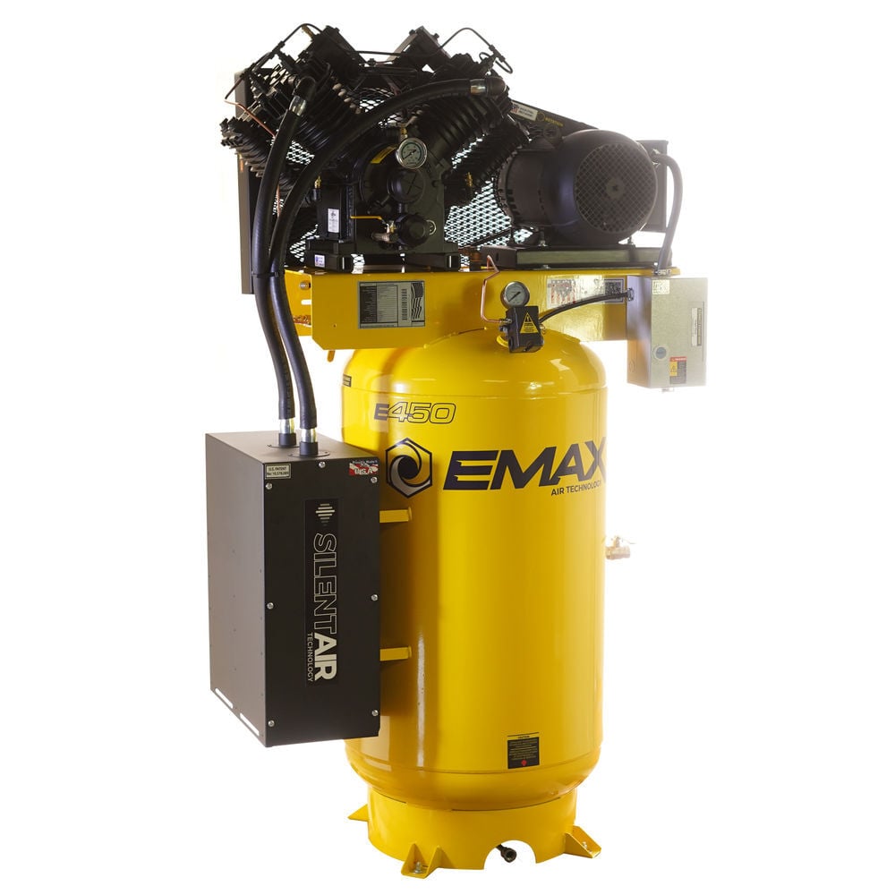 EMAX 460V 10HP 3PH 80 Gallon Vertical Air Compressor with Radiator, large image number 2
