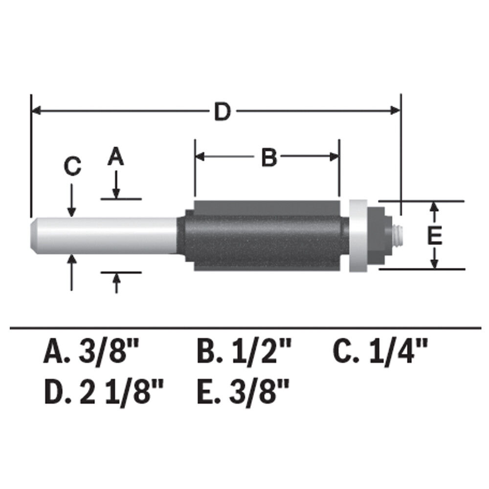 Bosch 3/8 Inch x 1/2 Inch Carbide Tipped 2-Flute Flush Trim Bit, large image number 4