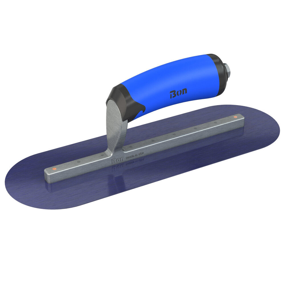 Bon Tool Finish Trowel Round Blue Steel 12 Inch x 4 Inch with Comfort Grip Handle, large image number 1