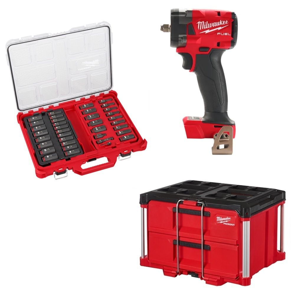 Milwaukee M18 Wrench Bare 36 Piece Socket Set 2 Drawer Tool Box Bundle Mil000011366 Sansujyuku sansujyuku.com