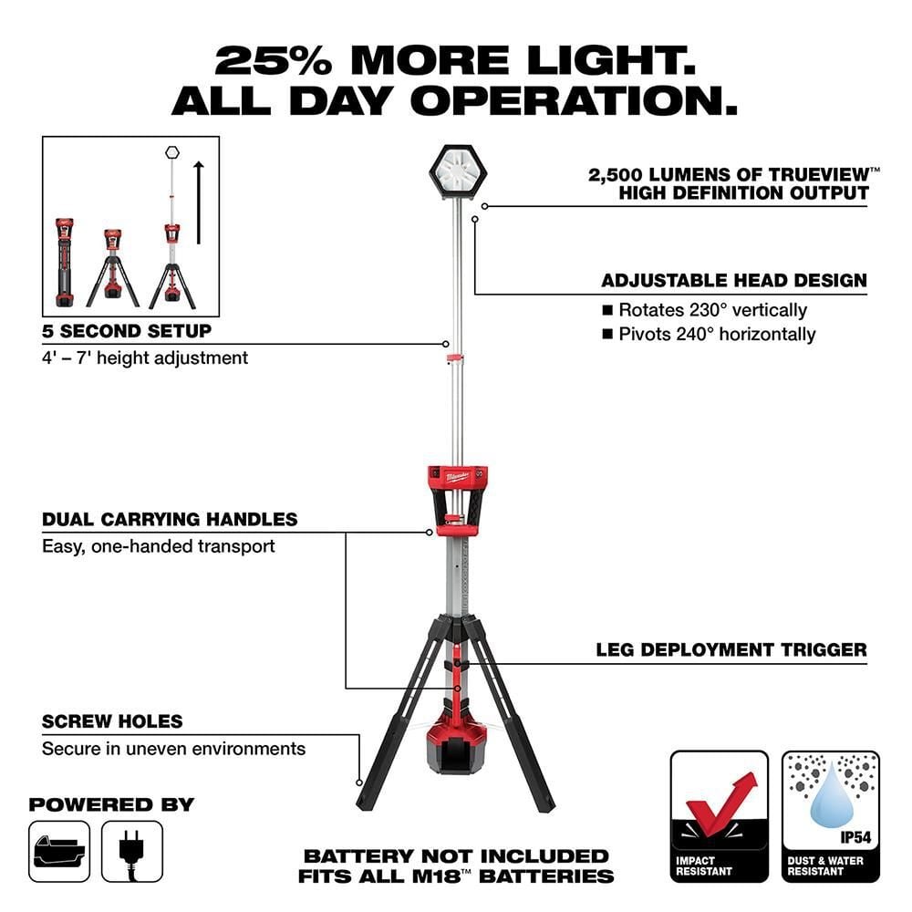 Milwaukee M18 ROCKET Dual Power Tower Light (Bare Tool), large image number 2