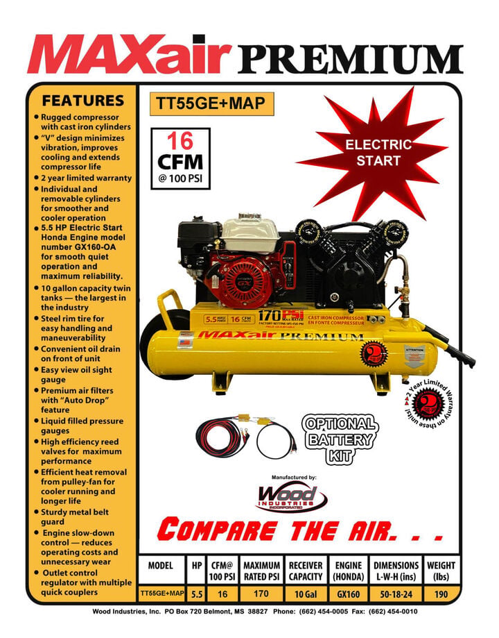 MAXair 10 Gallon Twin Tank Air Compressor, large image number 1