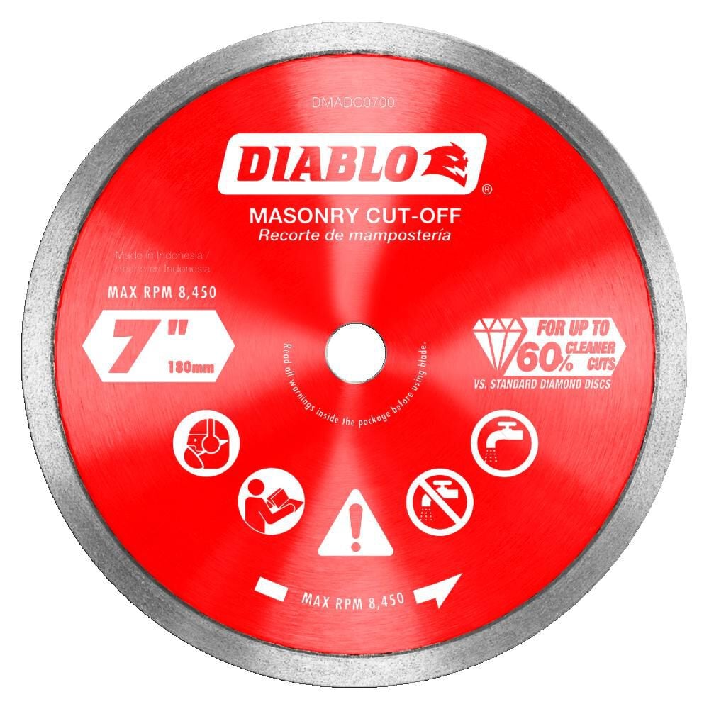 Diablo Tools 7 Inch Continuous Rim Diamond Cut-Off Disc for Masonry – DMADC0700
