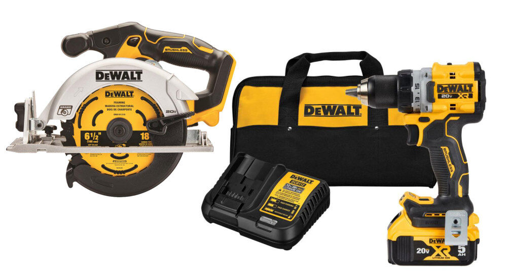 DEWALT 20V MAX Cordless 1 2in Drill Driver 6 1 2in Circular Saw Combo Kit Bundle DCD800P1 DCS565B Acme Tools