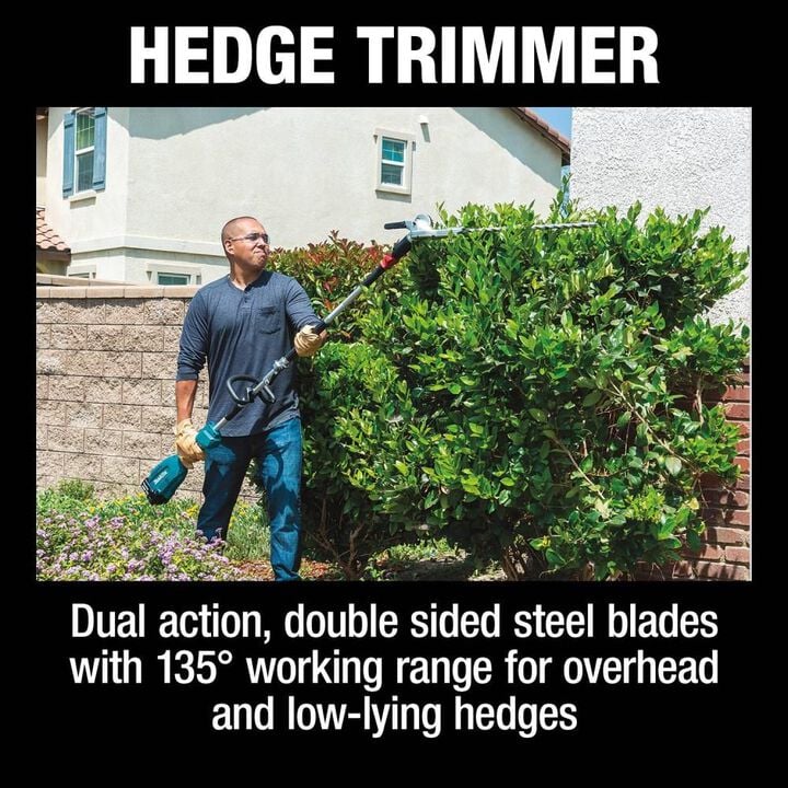 Makita 18V LXT Lithium-Ion Brushless Cordless Couple Shaft Power Head Kit with 13in String Trimmer & 20in Hedge Trimmer Attachments (4.0Ah), large image number 14