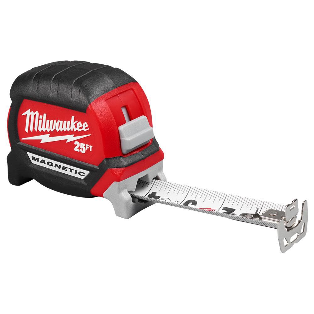 Milwaukee 25-Foot Magnetic Compact Tape Measure (2-Pack) – Model 48-22-1025, Red, SAE