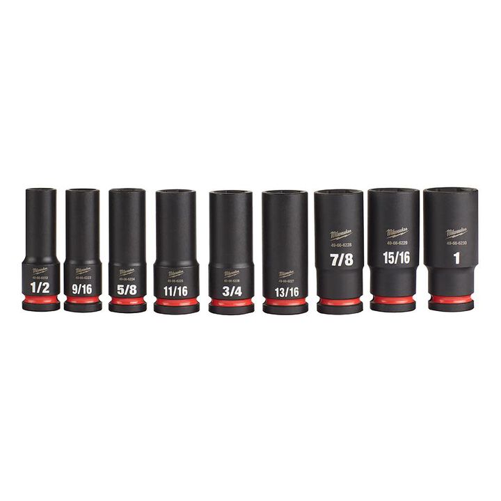 Milwaukee Impact Socket 1/2in Drive SAE 6 Point 9pc, large image number 2