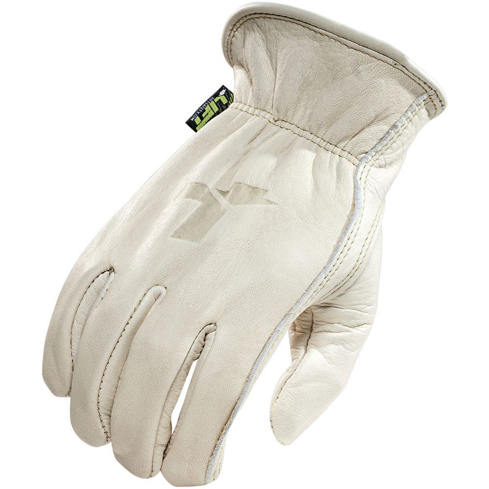 Lift Safety Gloves Top-Grain Cowhide Leather 8 Seconds 2X Off-White Size 2XL - G8S-6S2L