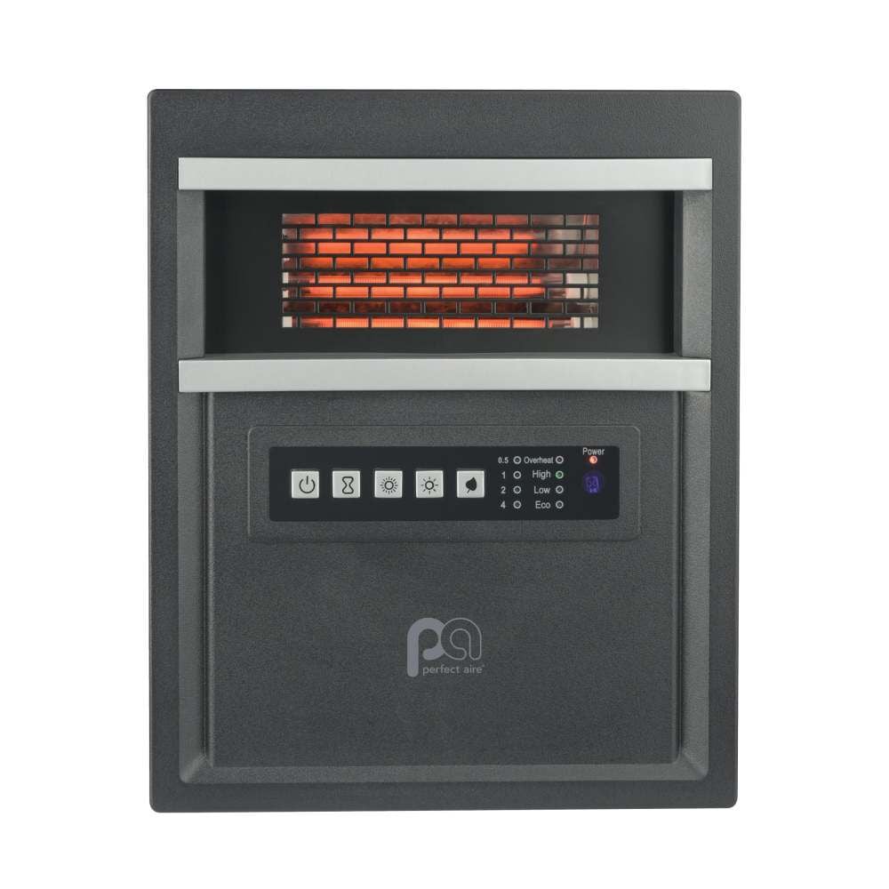 Perfect Aire 14 Inch 1500/750W 5118 BTU Black 4 Tube Infrared Heater with Remote – 1PHQ14
