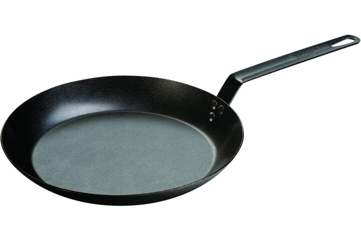 Lodge Cast Iron 12 Inch Black Carbon Steel Fry Pan with Handle Holder, large image number 1