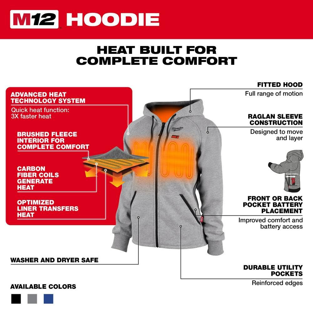 Milwaukee M12 Womens Heated Hoodie Kit 336B-21SM910 from Milwaukee - Acme  Tools
