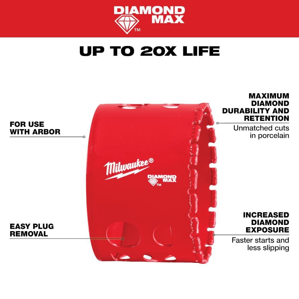 Milwaukee 2-9/16 Inch Diamond Max Hole Saw, large image number 4