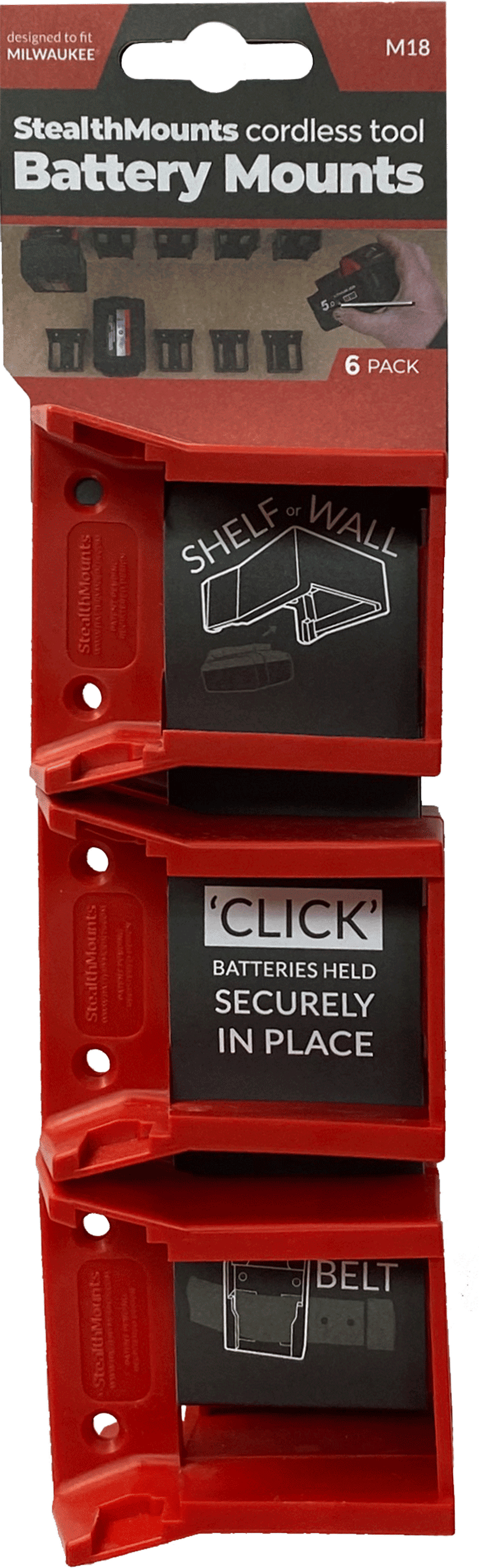 Stealthmounts Battery Mount Milwaukee M18 Red 6pk, large image number 2