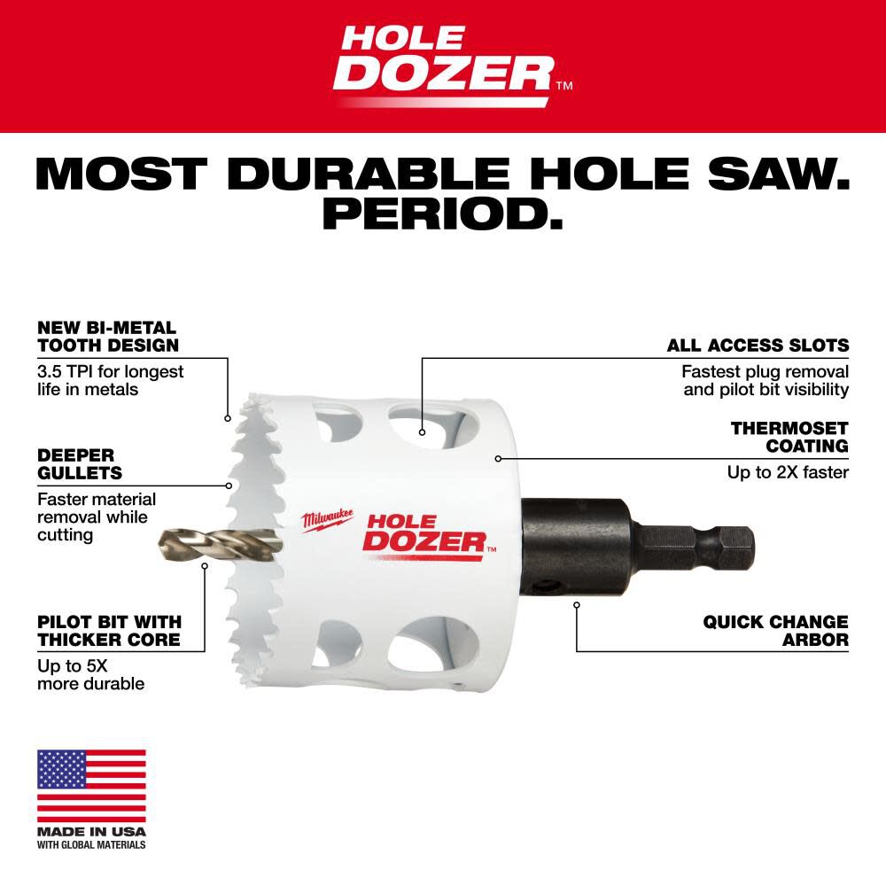 Milwaukee HOLE DOZER Large Diameter Hole Saw Kit 9pc 49 22 4009