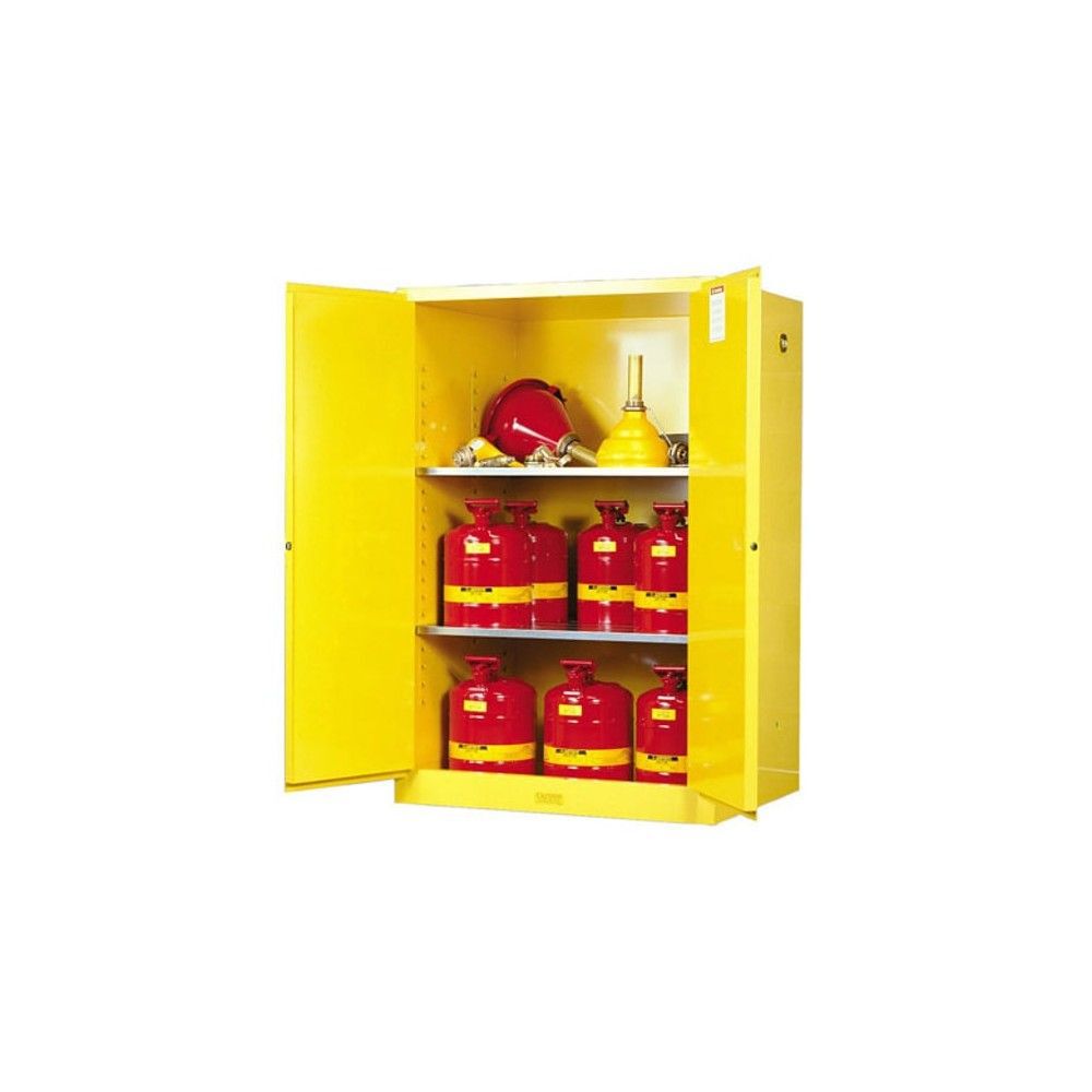 Justrite 90 Gallon Yellow Steel Manual Close Flammable Cabinet, large image number 2