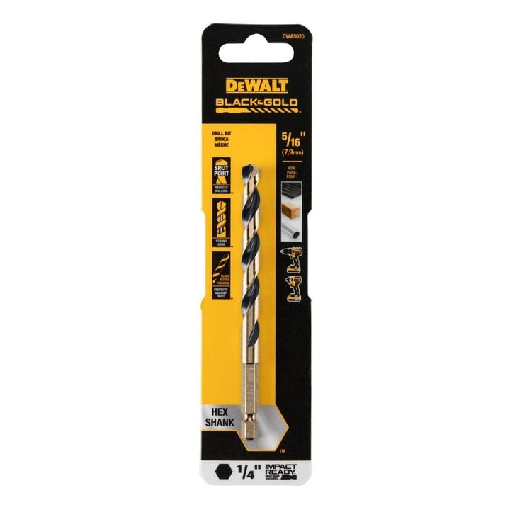 DEWALT 5/16in BLACK & GOLD Impact Ready METAL DRILL BIT, large image number 1