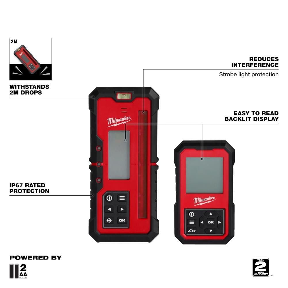 Milwaukee M18 Red Exterior Dual Slope Rotary Laser Level Kit with Receiver, Remote, Grade Rod & Tripod, large image number 8