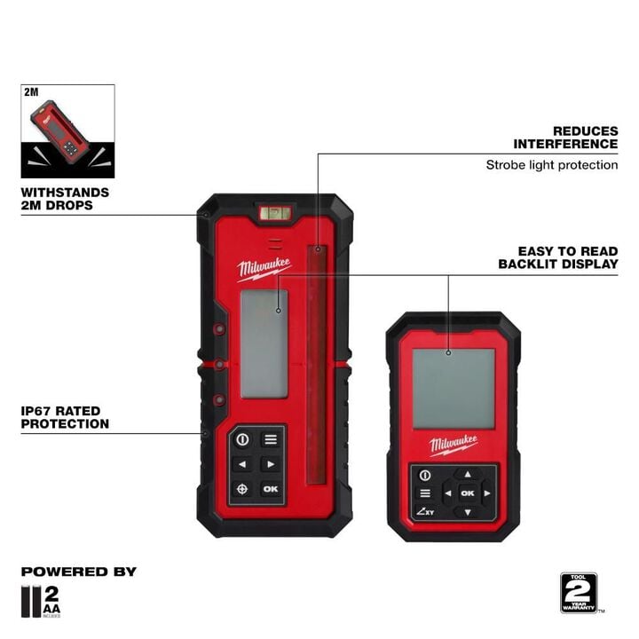 Milwaukee M18 Red Exterior Dual Slope Rotary Laser Level Kit with Receiver, Remote, Grade Rod & Tripod, large image number 7