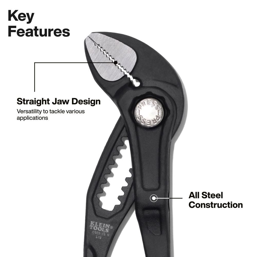 Klein Tools 7 Inch Straight Jaw Quick-Adjust Pump Pliers, large image number 2