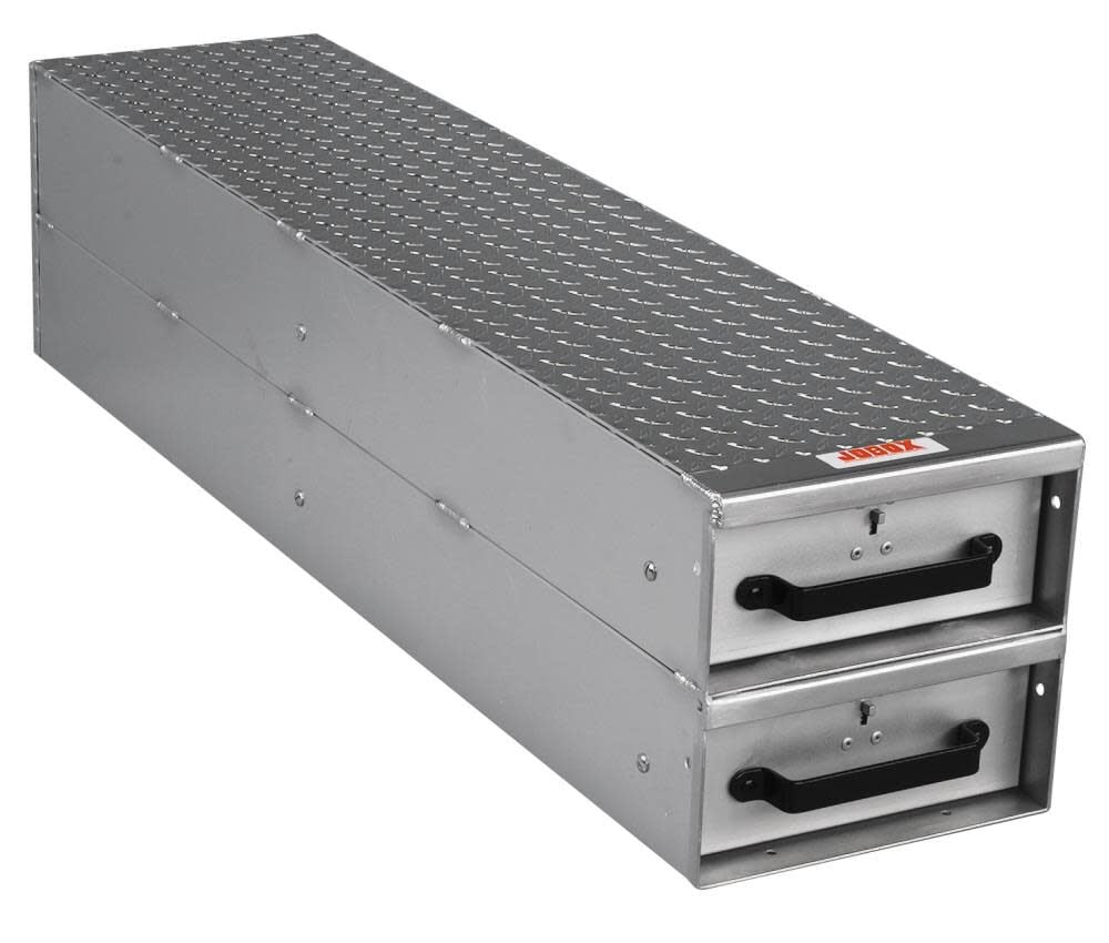 Crescent JOBOX 2 Drawer Long Stacked Heavy-Duty Aluminum Drawer Storage 12inW x 12inH x 50inL – 1407980
