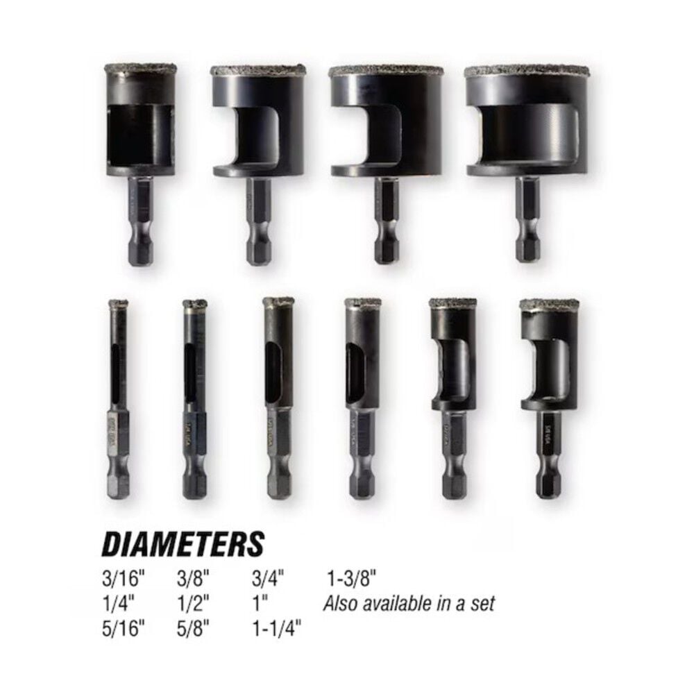 Spyder Diamond Edge Hole Saw Bit Set, 3/16, 1/4 & 1/2 Inch, with 1/4 Inch 3 Pieces, large image number 8