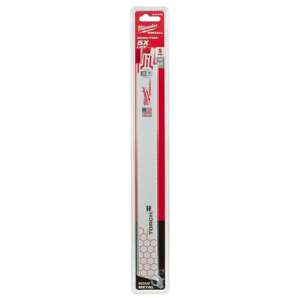Milwaukee 12 in. 18 TPI THE TORCH SAWZALL Blade 5PK, large image number 11