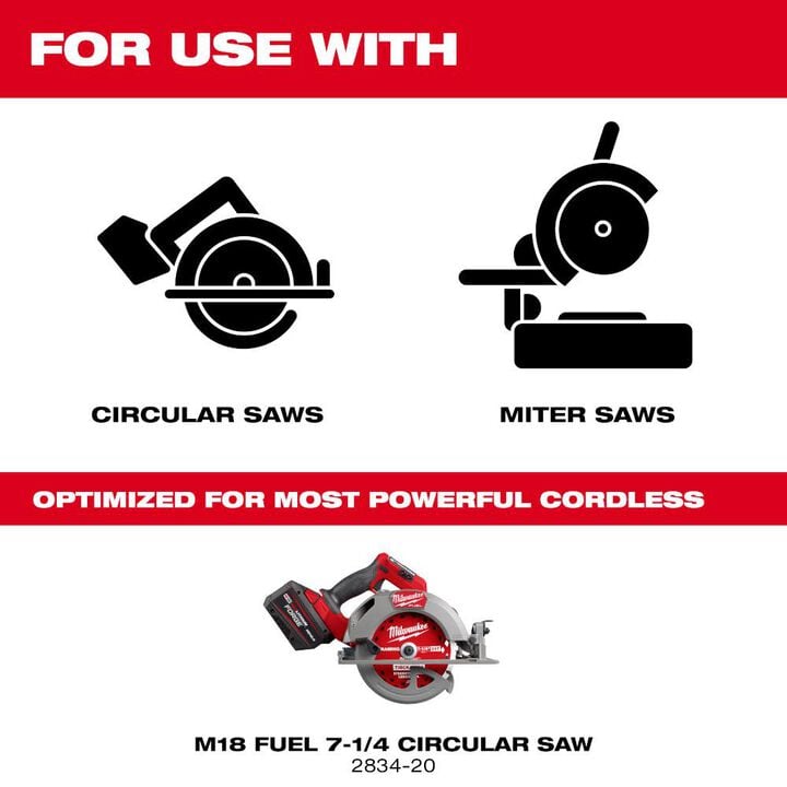 Milwaukee 7-1/4 Inch 24T Thick Kerf Framing Circular Saw Blade Bundle, 50 Pieces, large image number 3