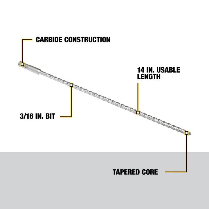 DEWALT 1/4 in x 12 in x 14 in Rock Carbide SDS Plus Hammer Drill Bit, large image number 1