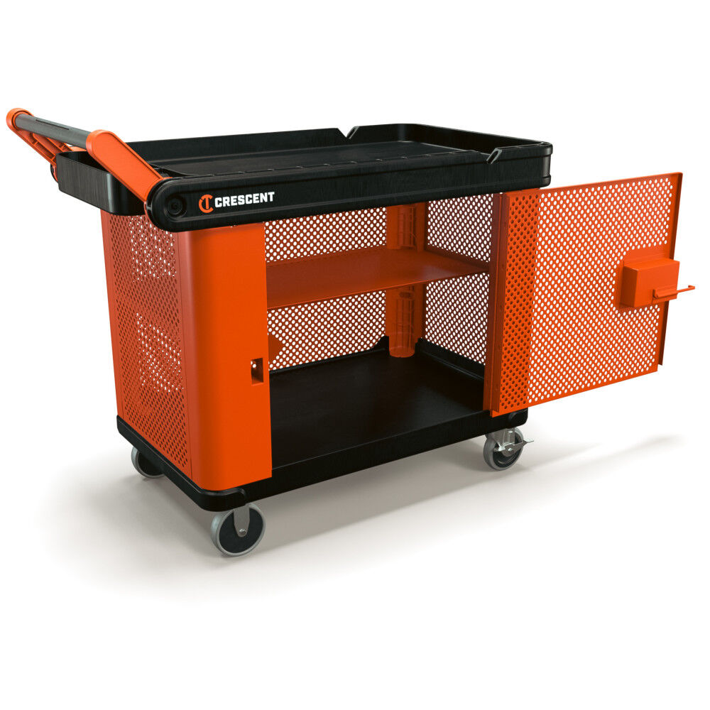 Crescent RAILWORKS 2 Shelf Industrial Utility Cart with 5 Crescent RAILWORKS 2 Shelf Industrial Utility Cart with 5