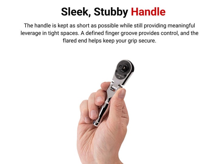 Tekton 1/4, 3/8, 1/2 Inch Drive Flex Head QR Stubby Ratchet Set, 3 Pieces, large image number 5