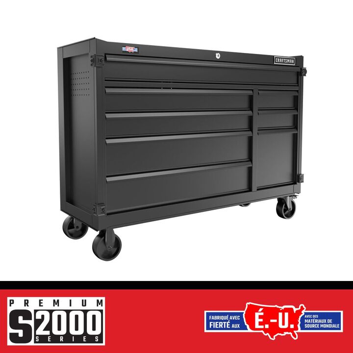 CRAFTSMAN S2000 Series 52 Inch Wide 8-Drawer Rolling Tool Cabinet, Black, large image number 2
