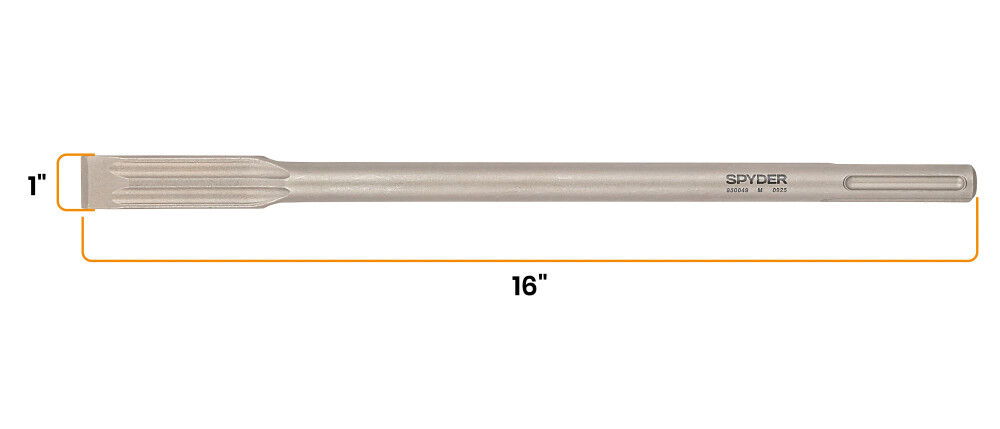 Spyder 1 Inch W x 16 Inch SDS-Max Fluted Flat Chisel Bit, large image number 8