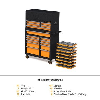 GEARWRENCH Rolling Tool Box with Mechanics Tool Set in Premium Modular Foam Trays 873pc, large image number 1