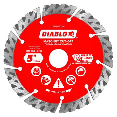 Diablo Tools 5in Diamond Segmented Turbo Cut-Off Discs for Masonry