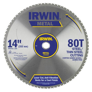 Irwin 14in x 80T Master Combination Ferrous Steel 1in Arbor - Carded