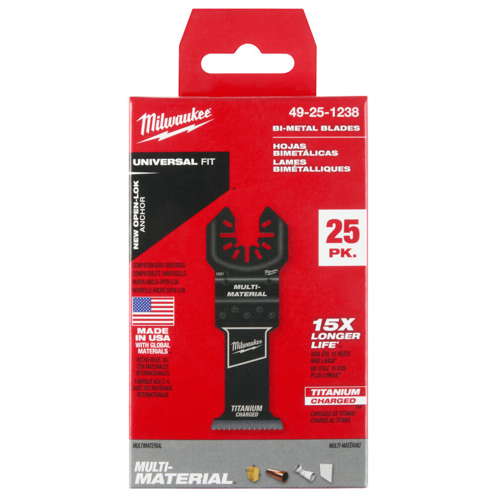 Milwaukee OPEN-LOK 1-3/8 Inch TITANIUM CHARGED Bi-Metal Multi-Material Multi-Tool Blades 25pk, large image number 13