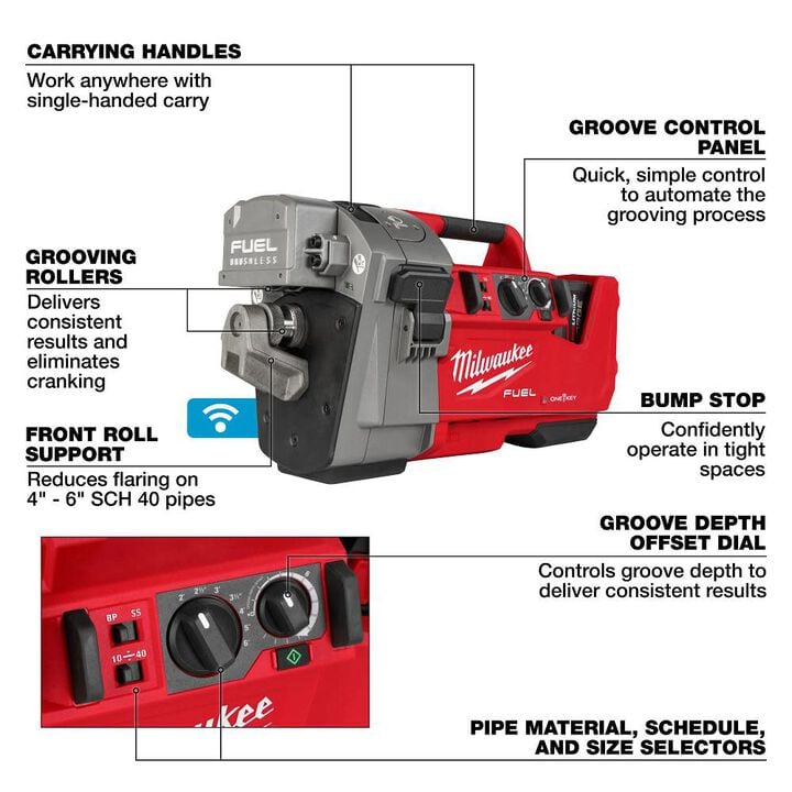 Milwaukee M18 FUEL RINGER Roll Groover Kit for 2 Inch  6 Inch Sch 10/40, large image number 6