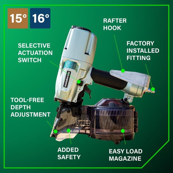 Metabo HPT NV75A5 Pneumatic 3in Siding/Light Framing Sheathing Coil Nailer, large image number 3