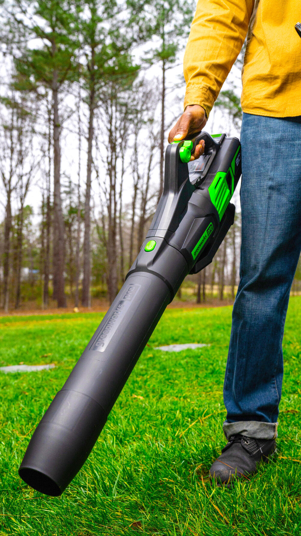 Greenworks 80V String Trimmer Axial Blower Combo Kit with 2.5Ah Rapid Charger 1324902 Acme Tools