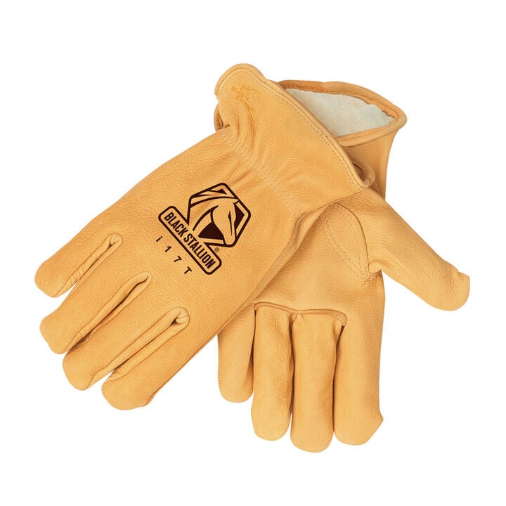 Black Stallion Deerskin Winter Drivers Gloves Medium