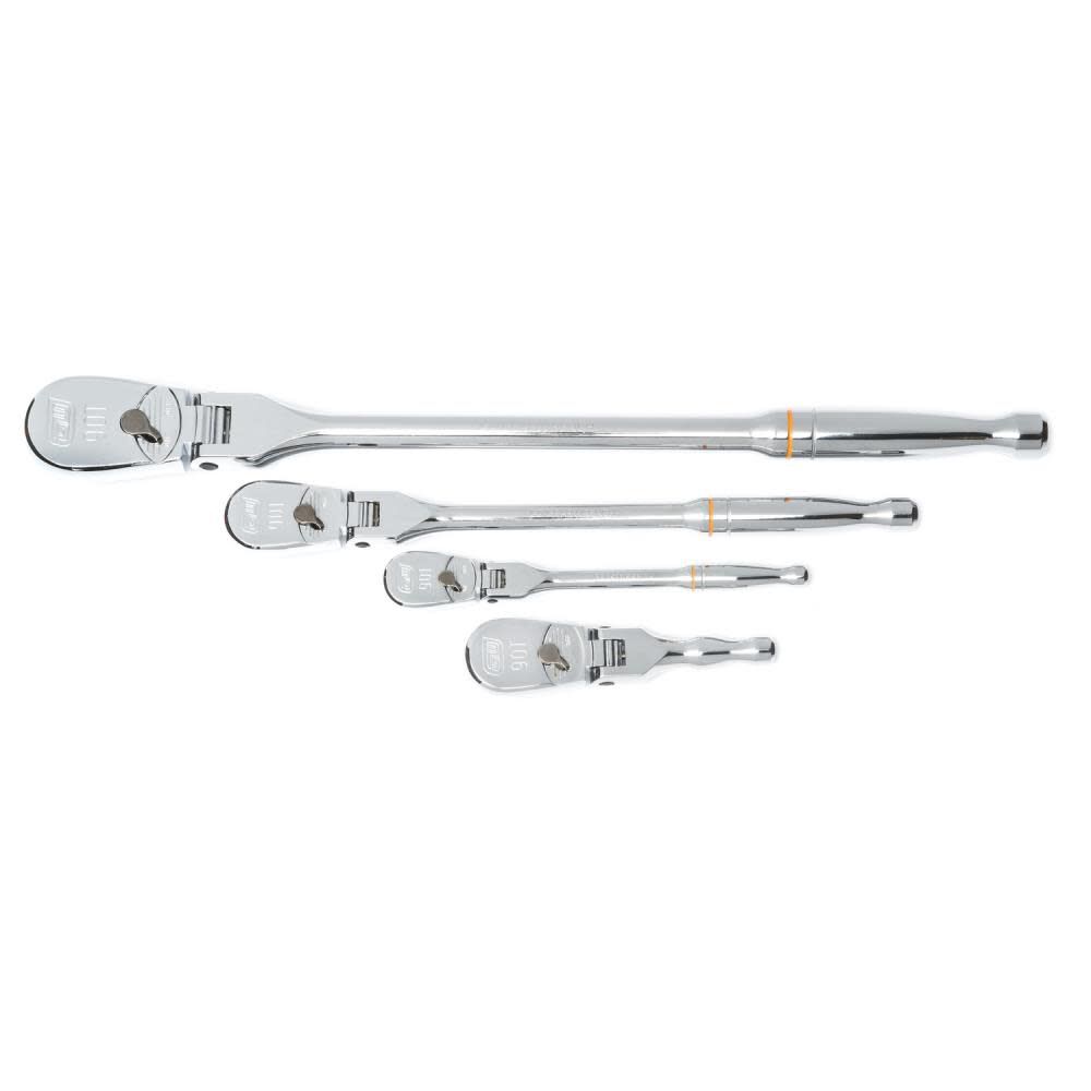 GEARWRENCH Promotional 1/4 Inch, 3/8 Inch, 1/2 Inch 90 Tooth Dual Material Flex Head Ratchet Set, 4 Pieces, large image number 1
