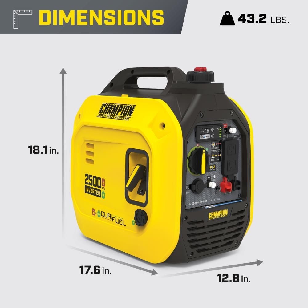 Champion Power Equipment 2500-Watt Dual Fuel 49 State Portable Inverter Generator with Quiet Technology, large image number 9
