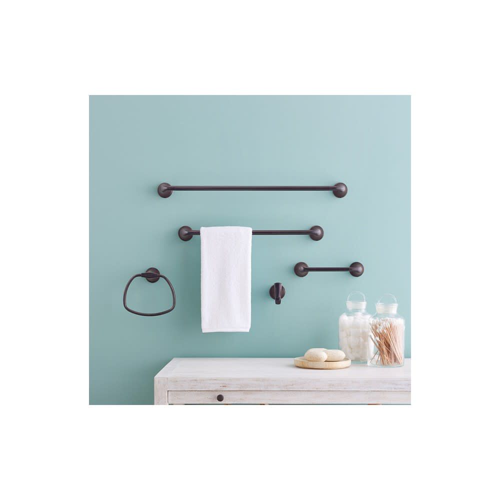 Moen Tiffin Towel Bar Bronze 18in with Press Mark Stamp MY4818BRB Acme Tools