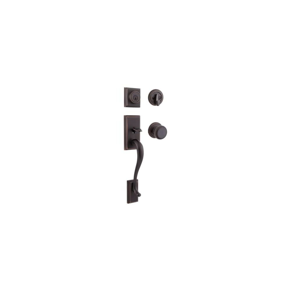 Kwikset Venetian Bronze Keyed One Side Hawthorne Handleset with Juno Knob – 98001-104