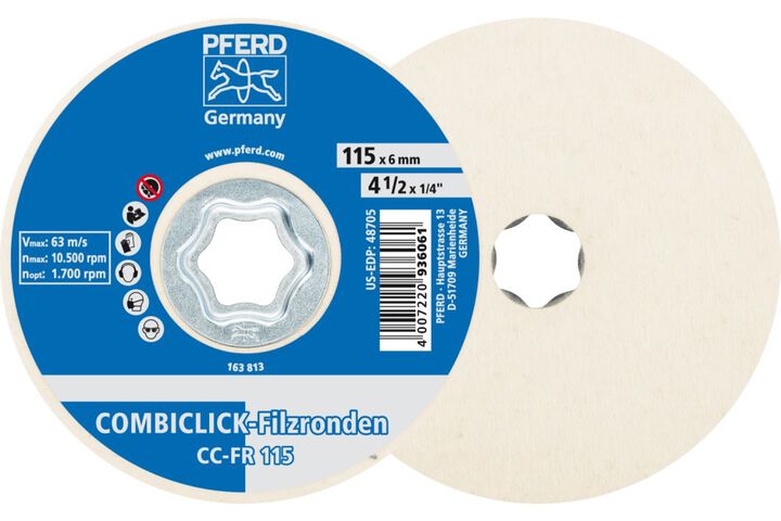 Pferd COMBICLICK Felt Disc, 4-1/2 Inch Diameter, large image number 0
