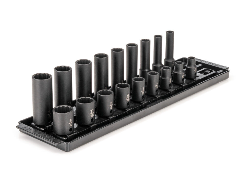 Tekton 3/8 Inch 12 Point Impact Socket Set, 18 Pieces (5/16-3/4 Inch), large image number 2