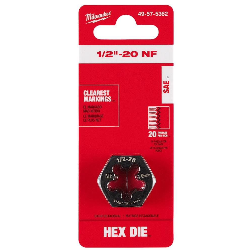 Milwaukee 1/2 in -20 NF 1-Inch Hex Threading Die, large image number 11
