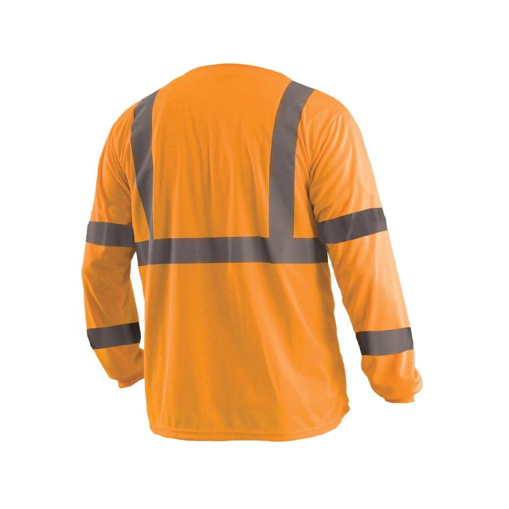 Occunomix Hi-Vis Orange Wicking Birdseye T-Shirt Long Sleeve Medium, large image number 2