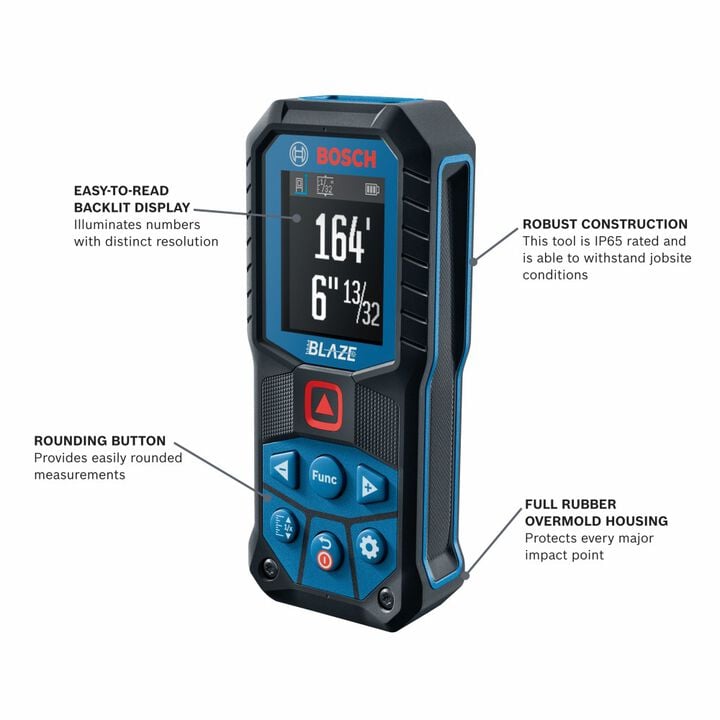 Bosch BLAZE Laser Distance Measurer 165', large image number 1